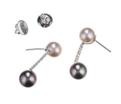 Schoeffel Pearl and Diamond Drop Earrings in 18 Karat White Gold