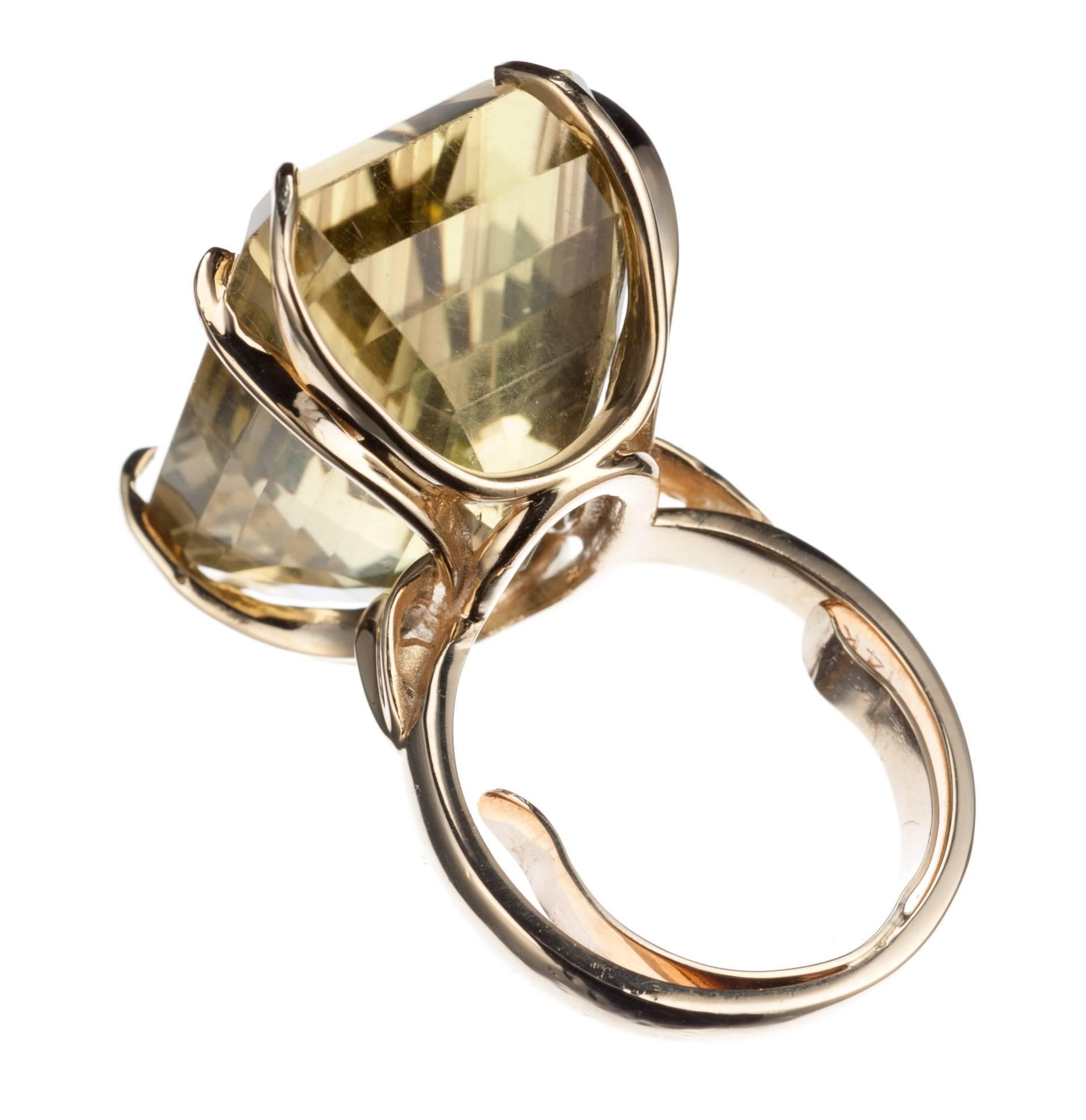 Citrine Cocktail Ring in 14 Karat Yellow Gold In New Condition In Saint Louis, MO