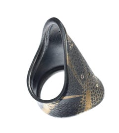 Atelier Zobel Diamond Ring in Oxidized Sterling Silver and Yellow Gold