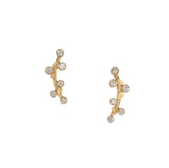Lika Behar “Laurier” Diamond Climbing Earrings in 24 Karat Yellow Gold