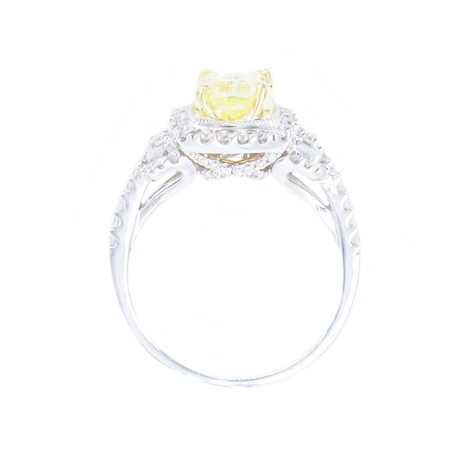Yellow and White Diamond Halo Ring  2