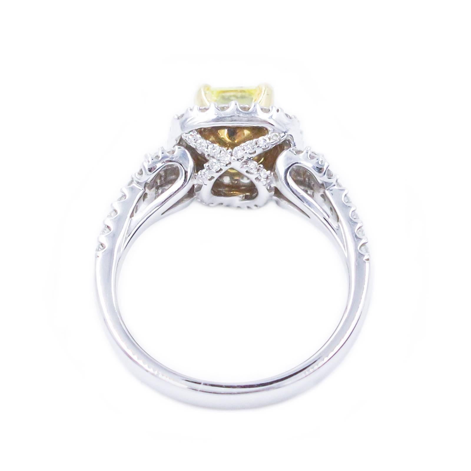 Yellow and White Diamond Halo Ring  3