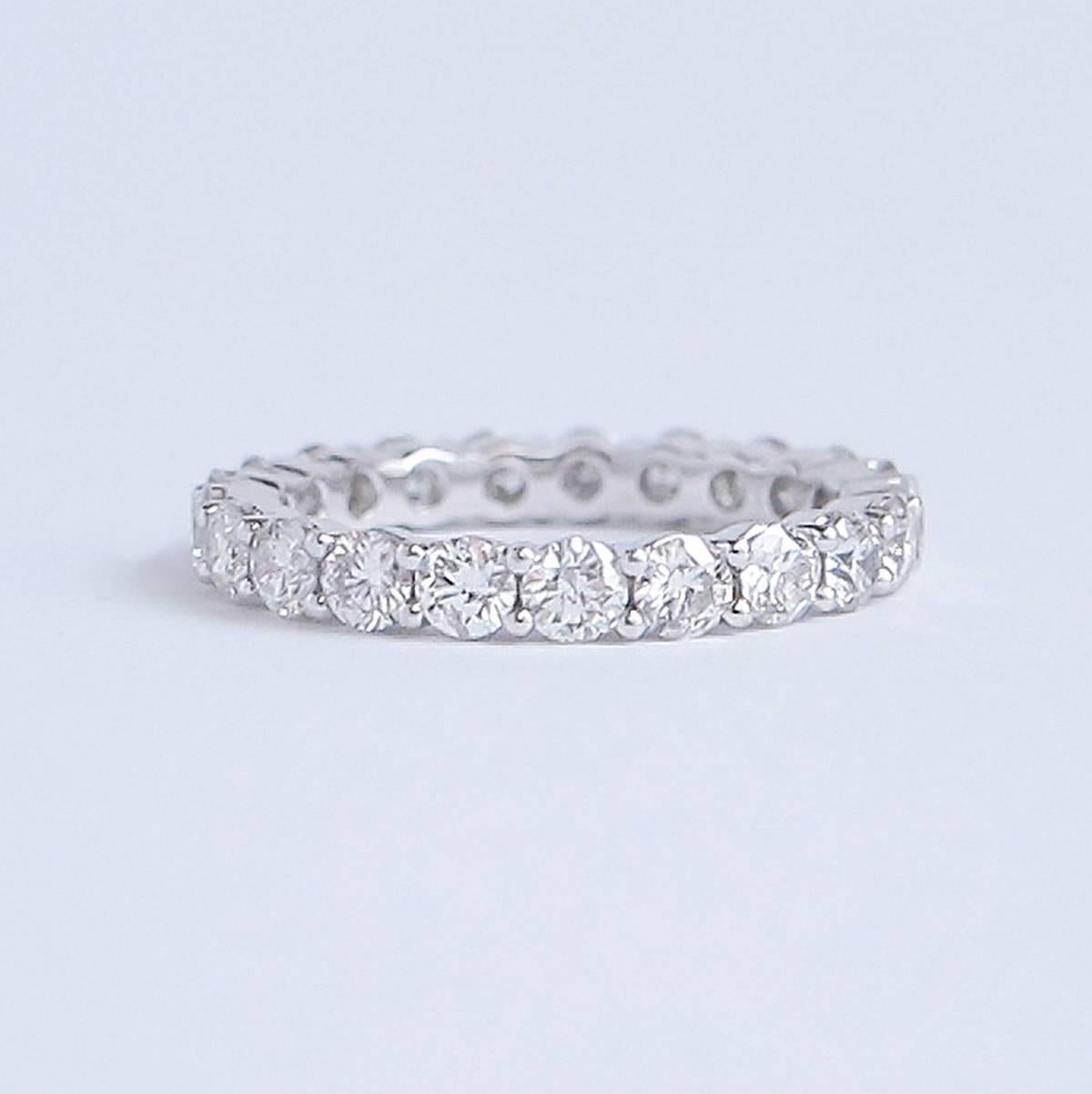 2.31 Carat Diamond and White Gold Eternity Band Ring For Sale 2