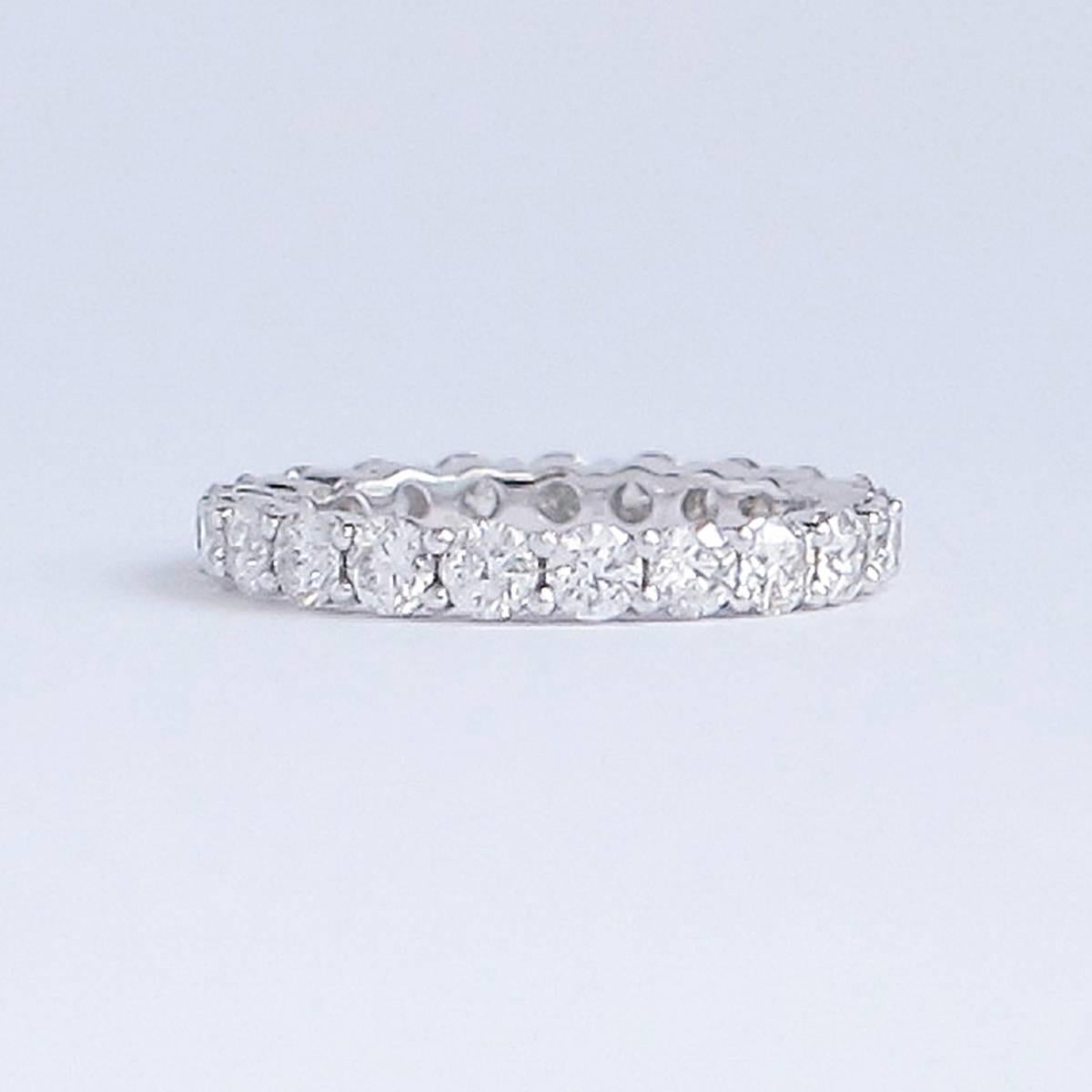 Modern 2.31 Carat Diamond and White Gold Eternity Band Ring For Sale