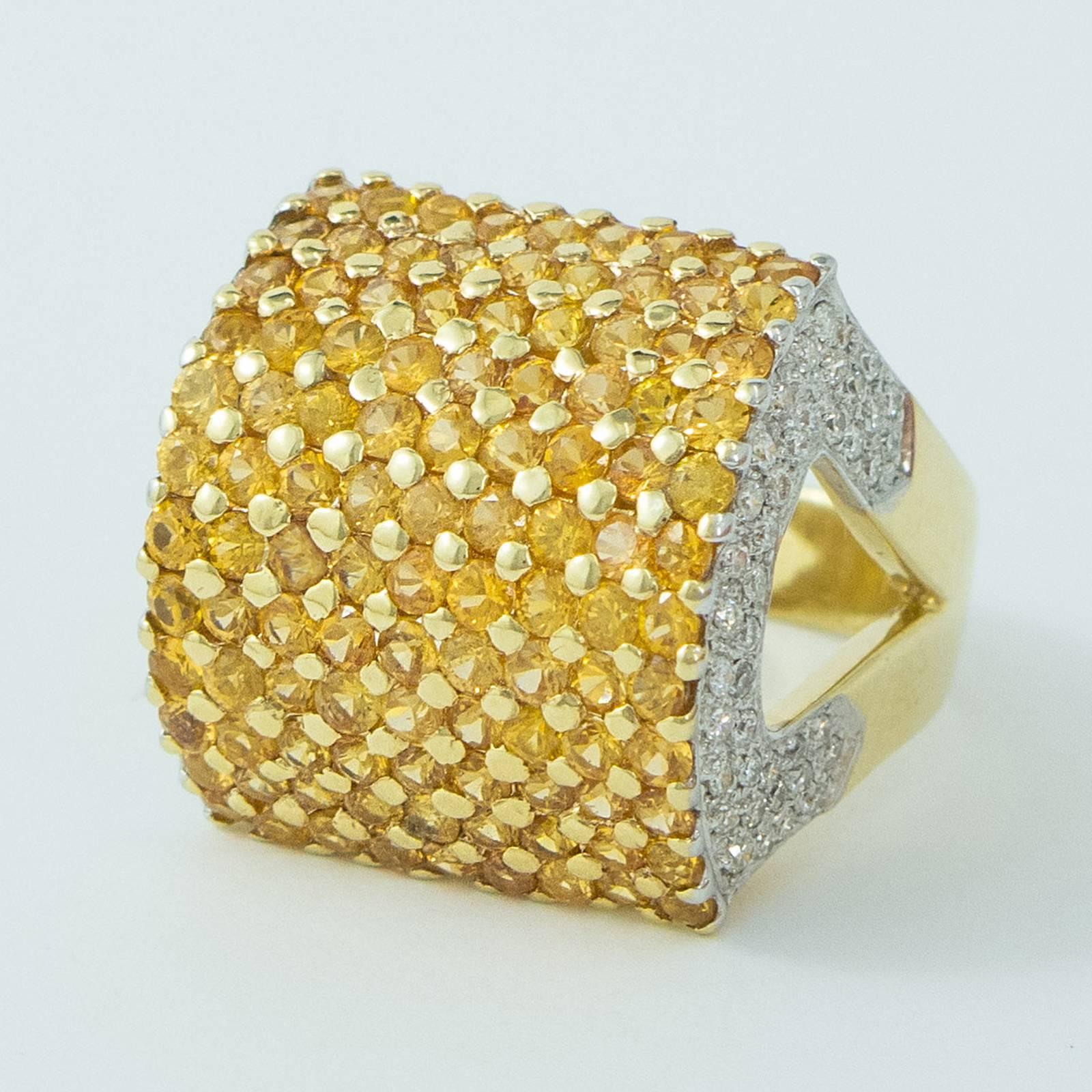 Contemporary Yellow Sapphire Diamond yellow gold Ring