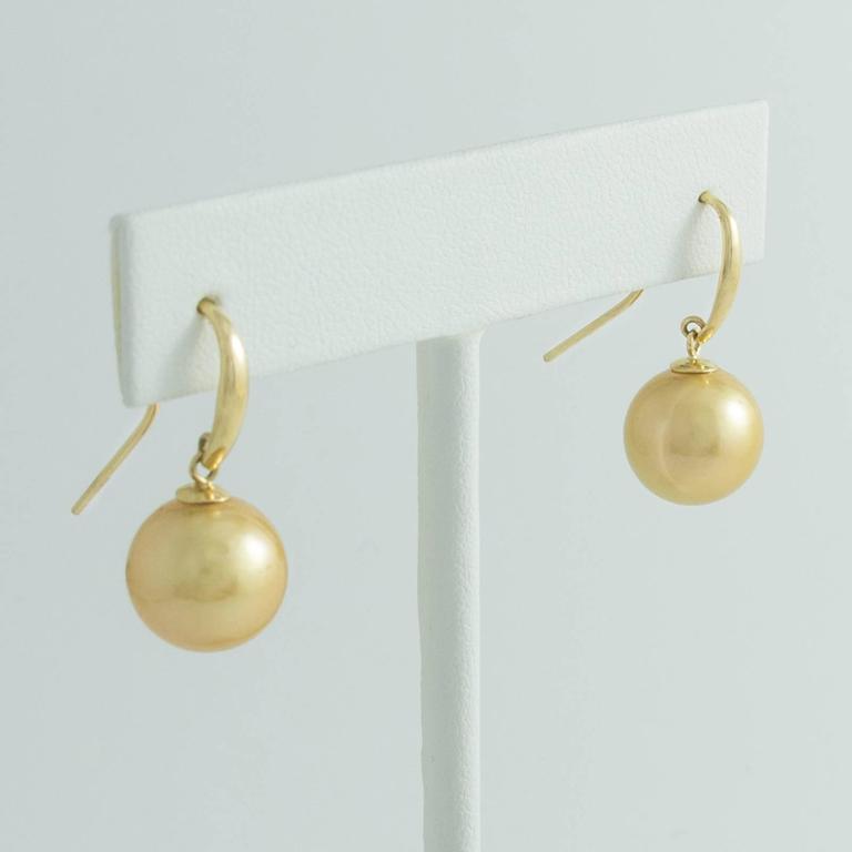 Golden South Sea Pearl and Gold Earrings For Sale at 1stDibs