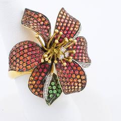 9.35 Carat Sapphire Diamond Green Garnet Gold Ring