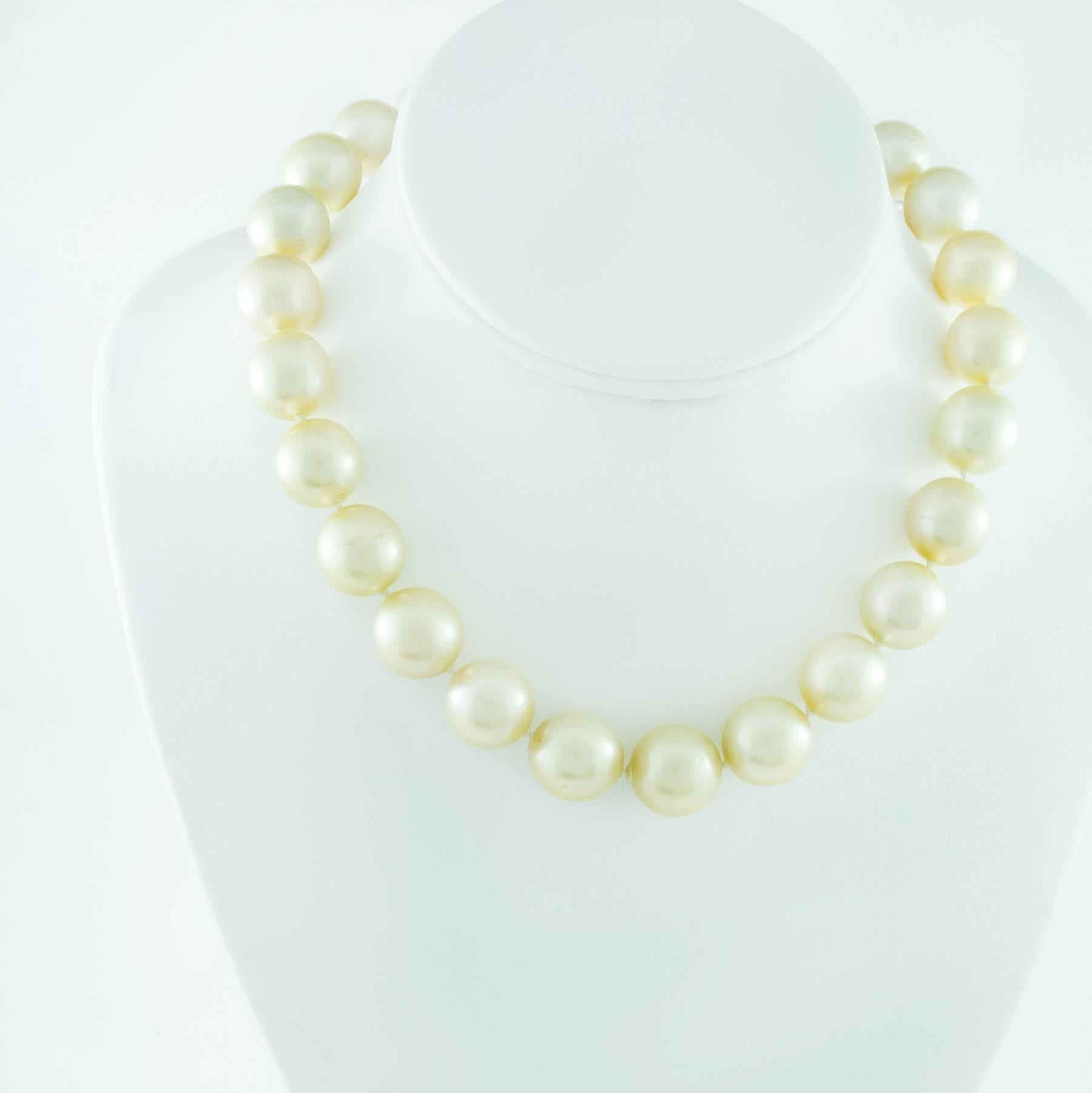 Women's South Sea Pearls Yellow Gold Clasp Necklace For Sale