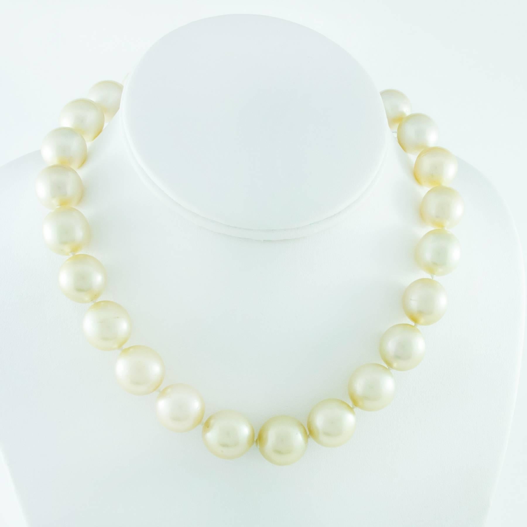 South Sea Pearls Yellow Gold Clasp Necklace For Sale 1