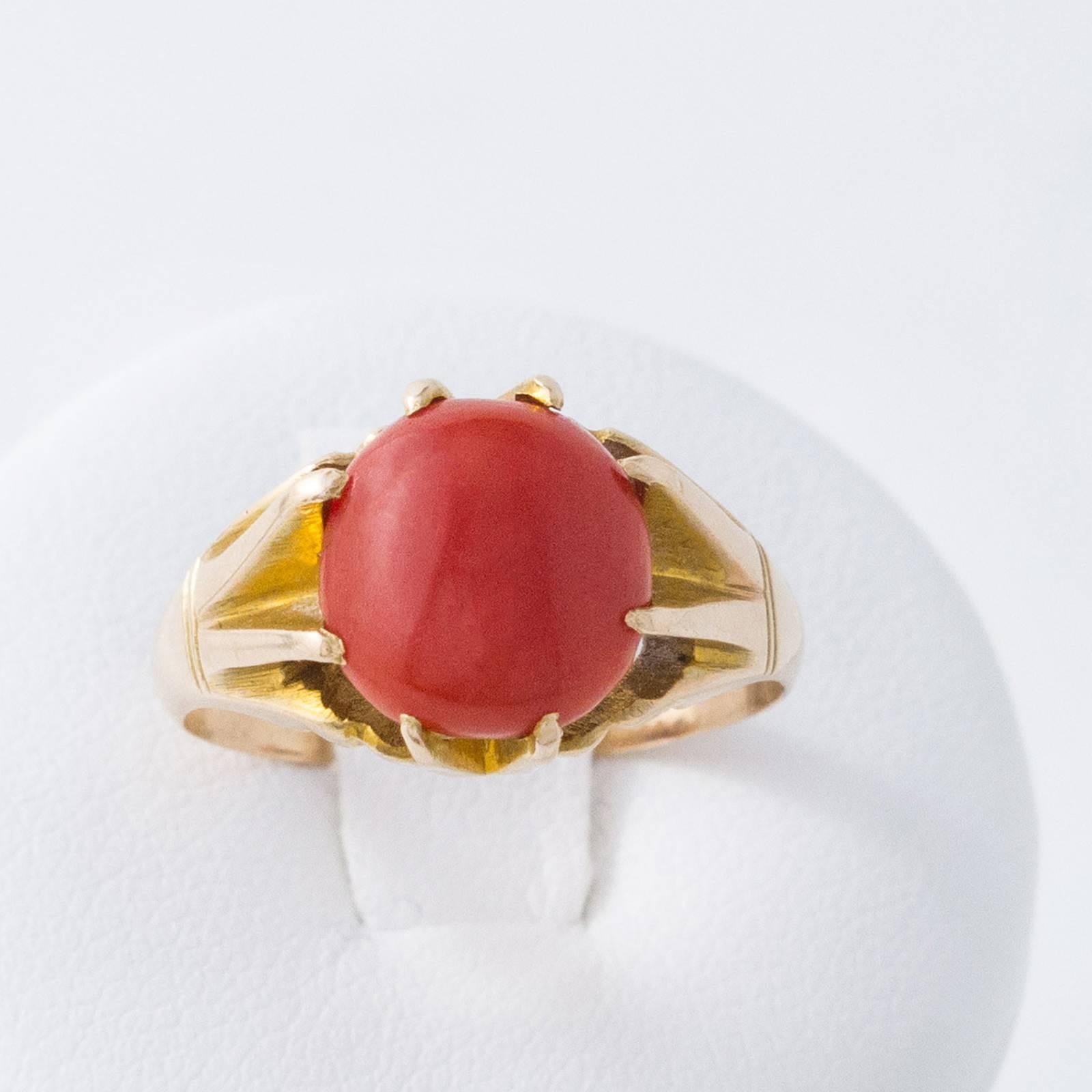 Mediterranean Red Coral Gold Ring 1
