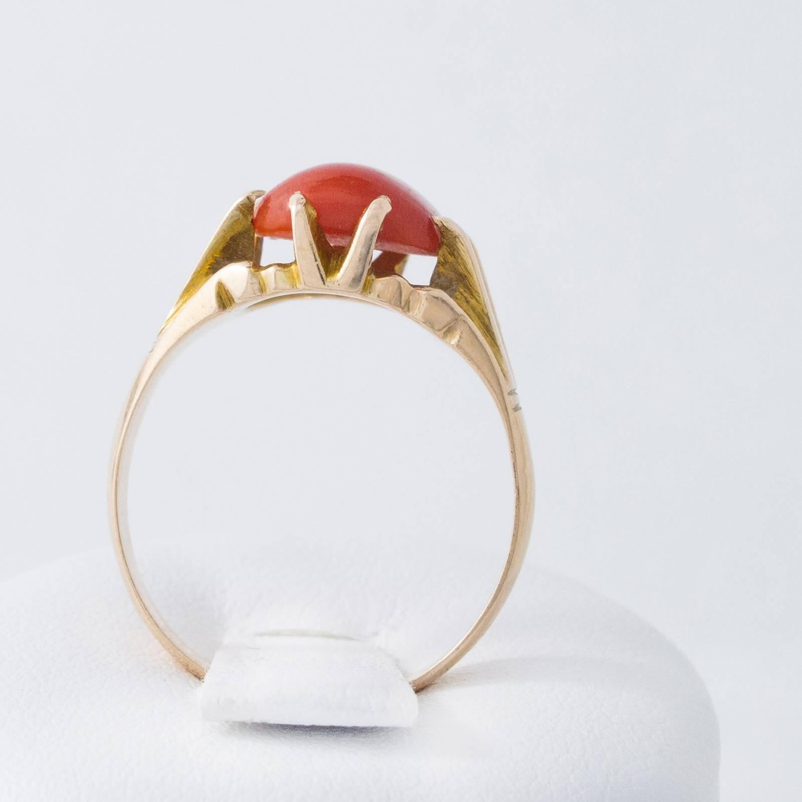 Mediterranean Red Coral Gold Ring 3