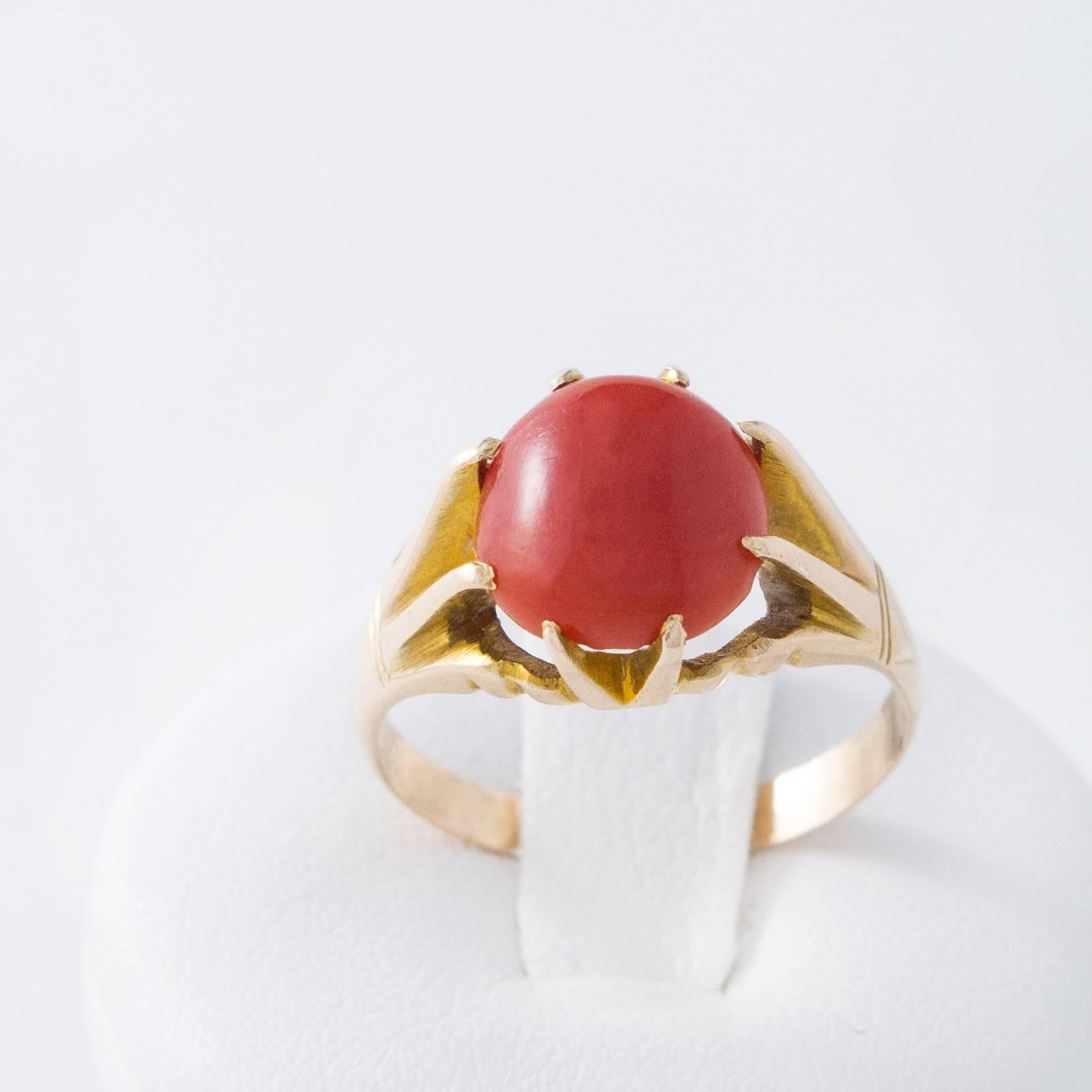 Mediterranean Red Coral Gold Ring 2