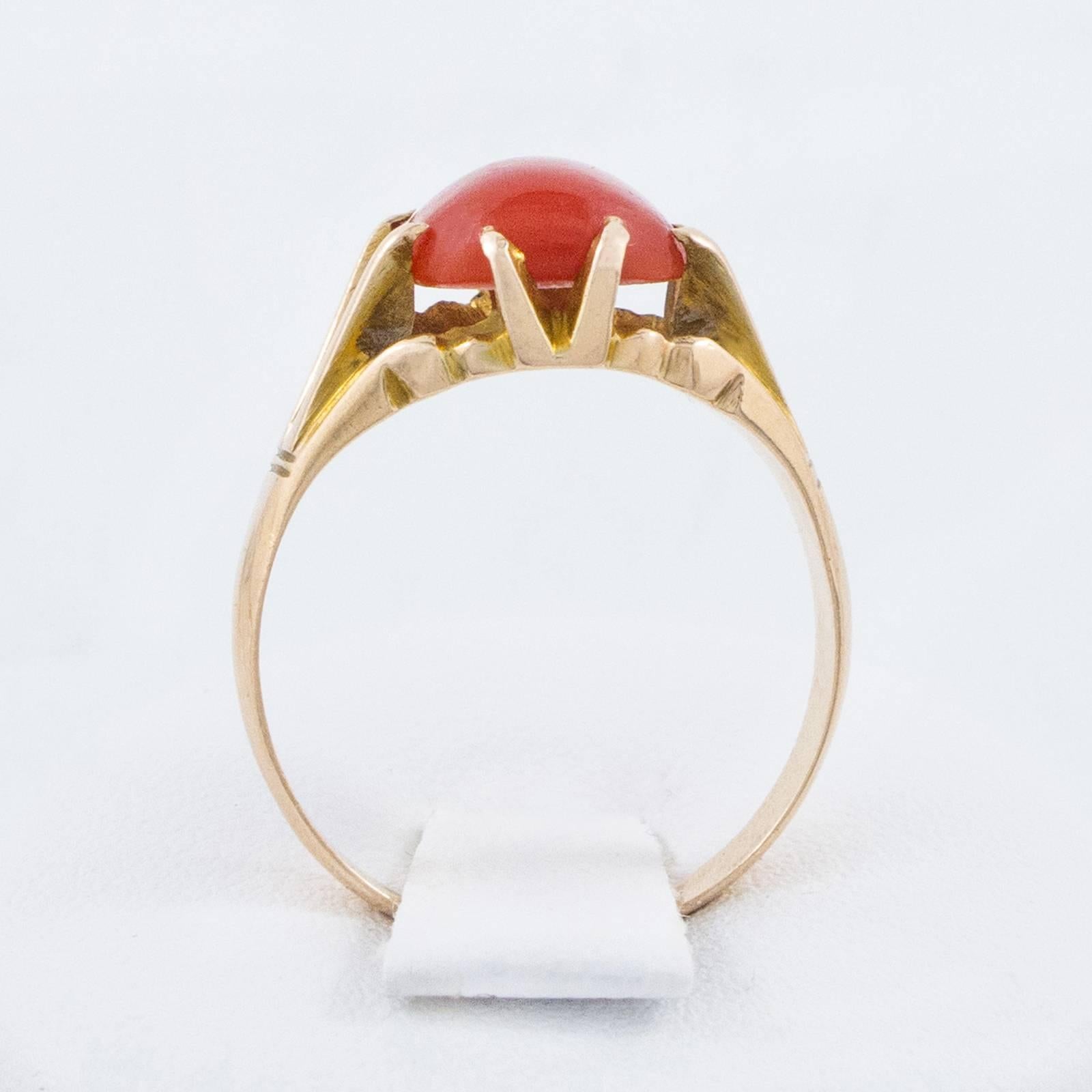 Mediterranean Red Coral Gold Ring 4