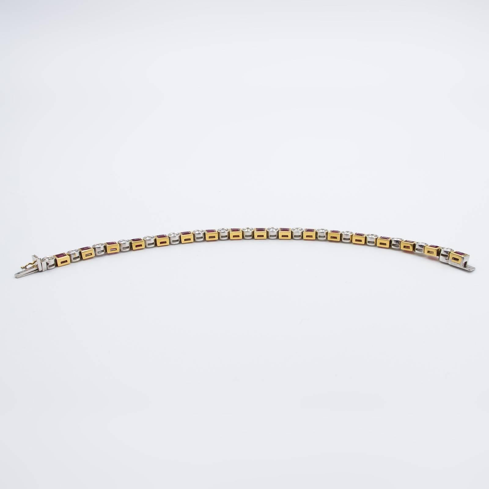 9.97 Carat Ruby Diamond Gold Bracelet 5