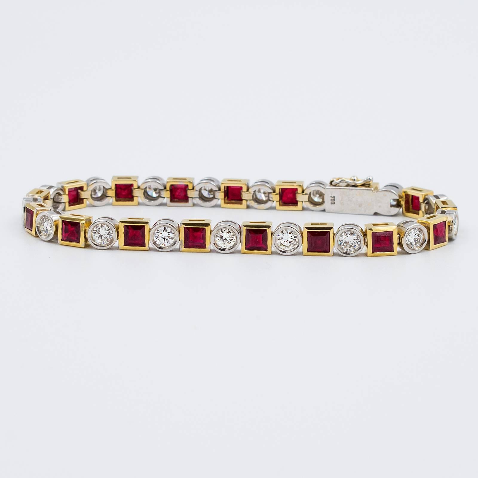 9.97 Carat Ruby Diamond Gold Bracelet 2