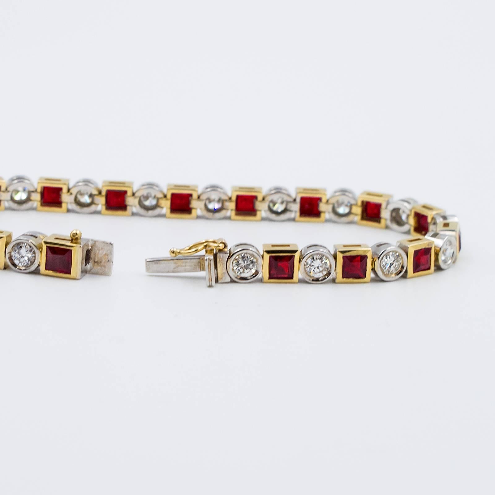 9.97 Carat Ruby Diamond Gold Bracelet 1
