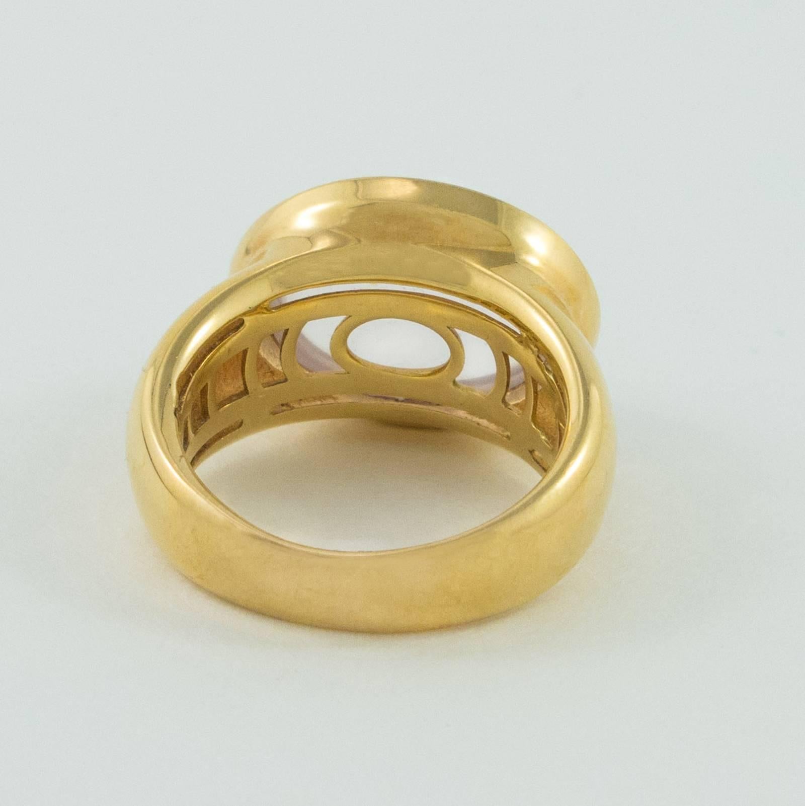 Women's or Men's Rock Crystal Yellow Gold Ring