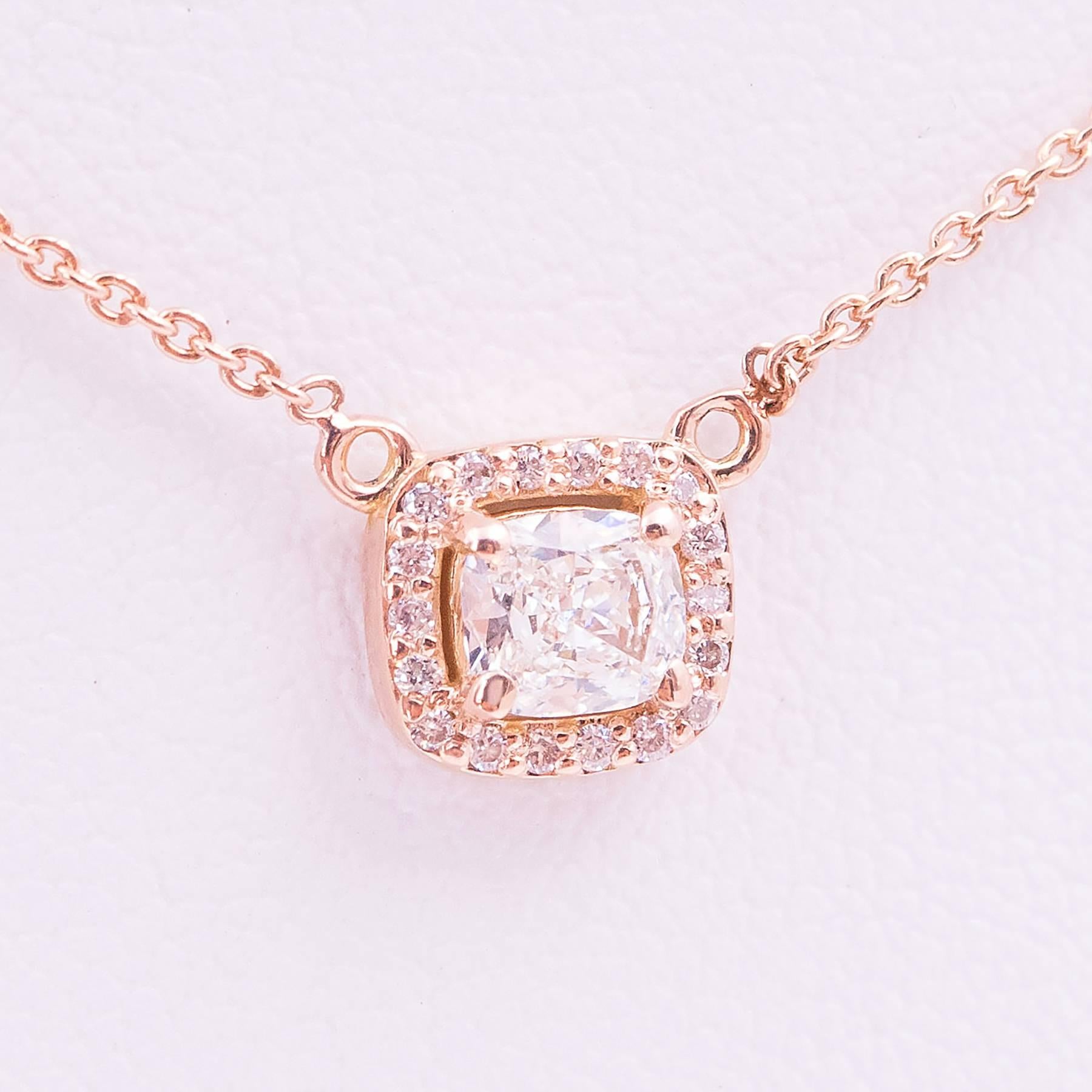 Contemporary Chic Cushion Cut Diamond Pendant For Sale