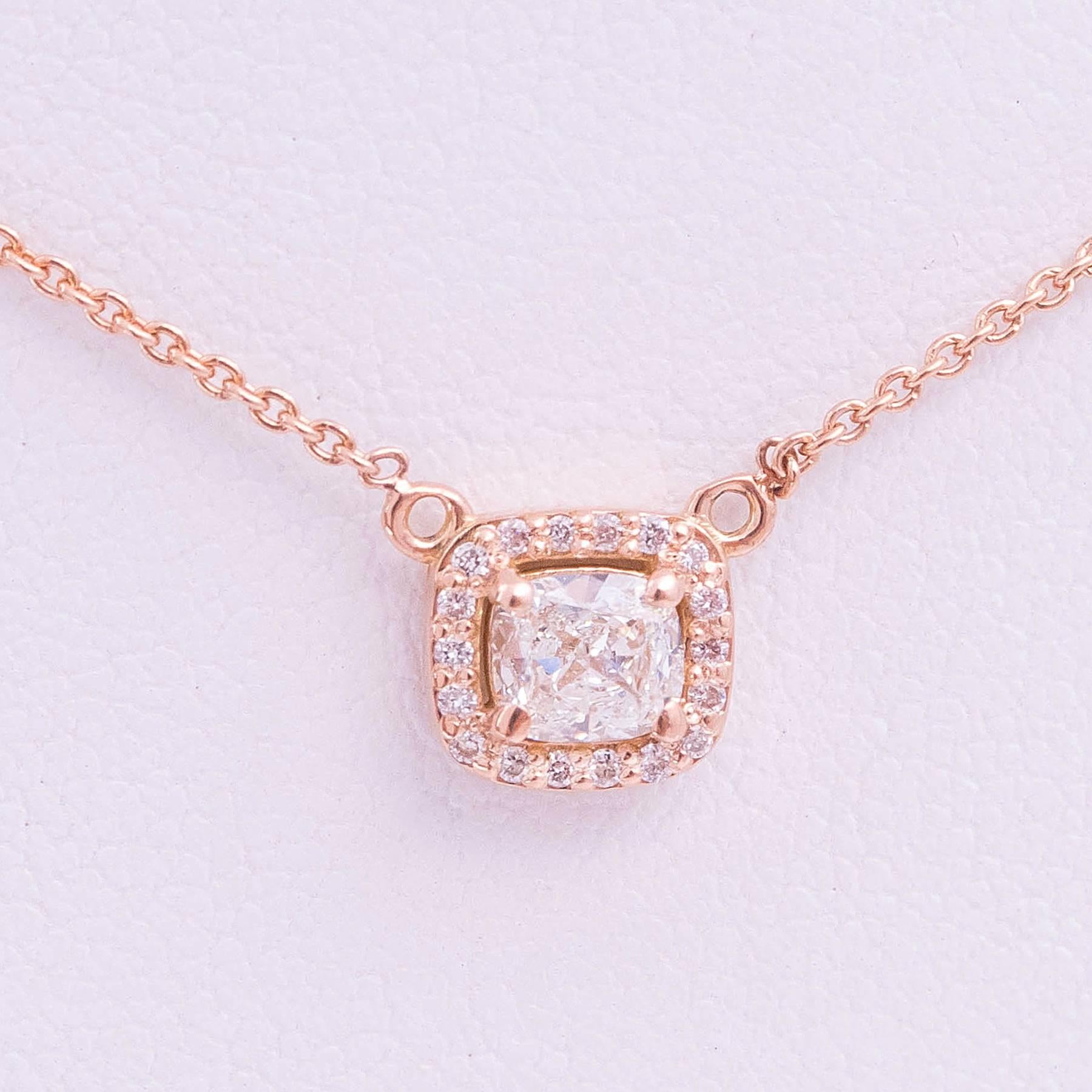 Women's Chic Cushion Cut Diamond Pendant For Sale