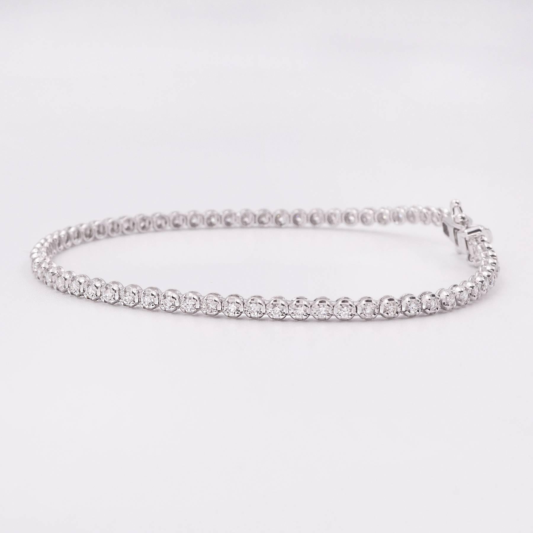 Fine Illusion Set Diamond Line Bracelet For Sale 2