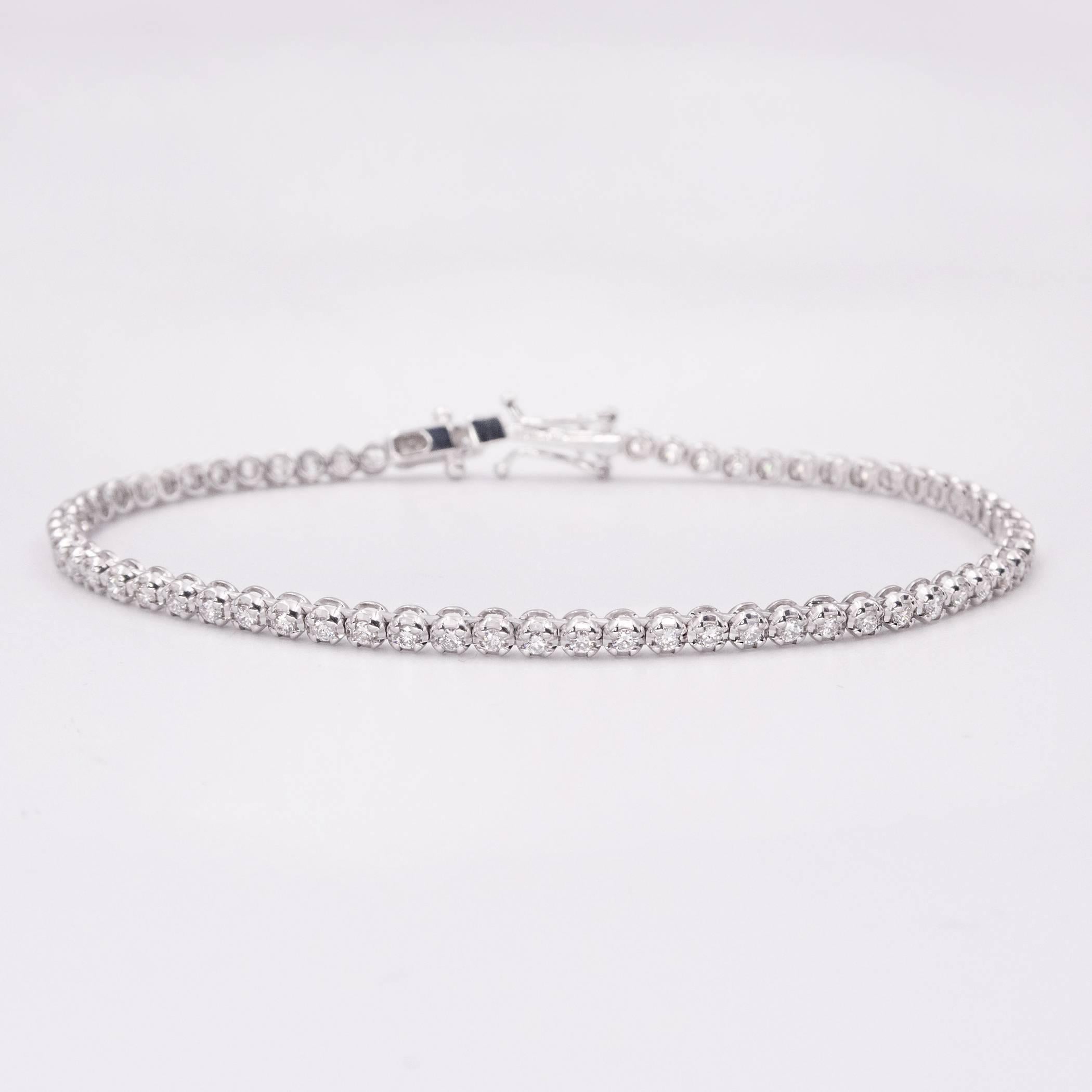 Contemporary Fine Illusion Set Diamond Line Bracelet For Sale