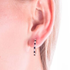 Charming Diamond and Blue Sapphire Gold Hoop Earrings