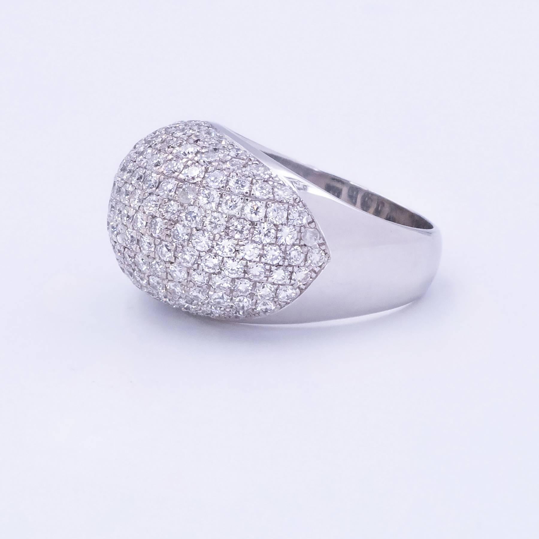 Women's Dramatic Pave Diamond Bombe Ring For Sale