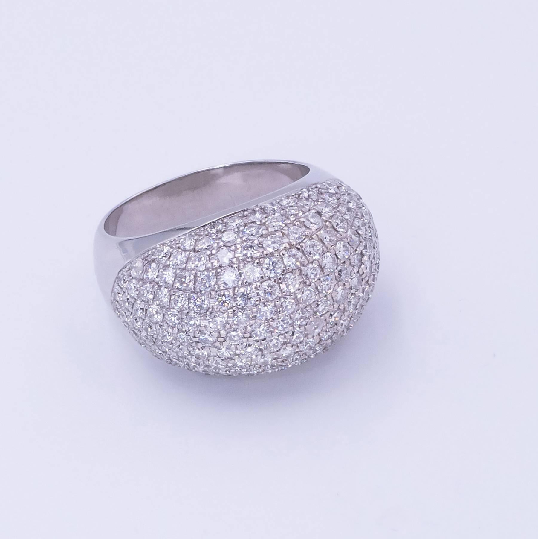 Dramatic Pave Diamond Bombe Ring For Sale 2