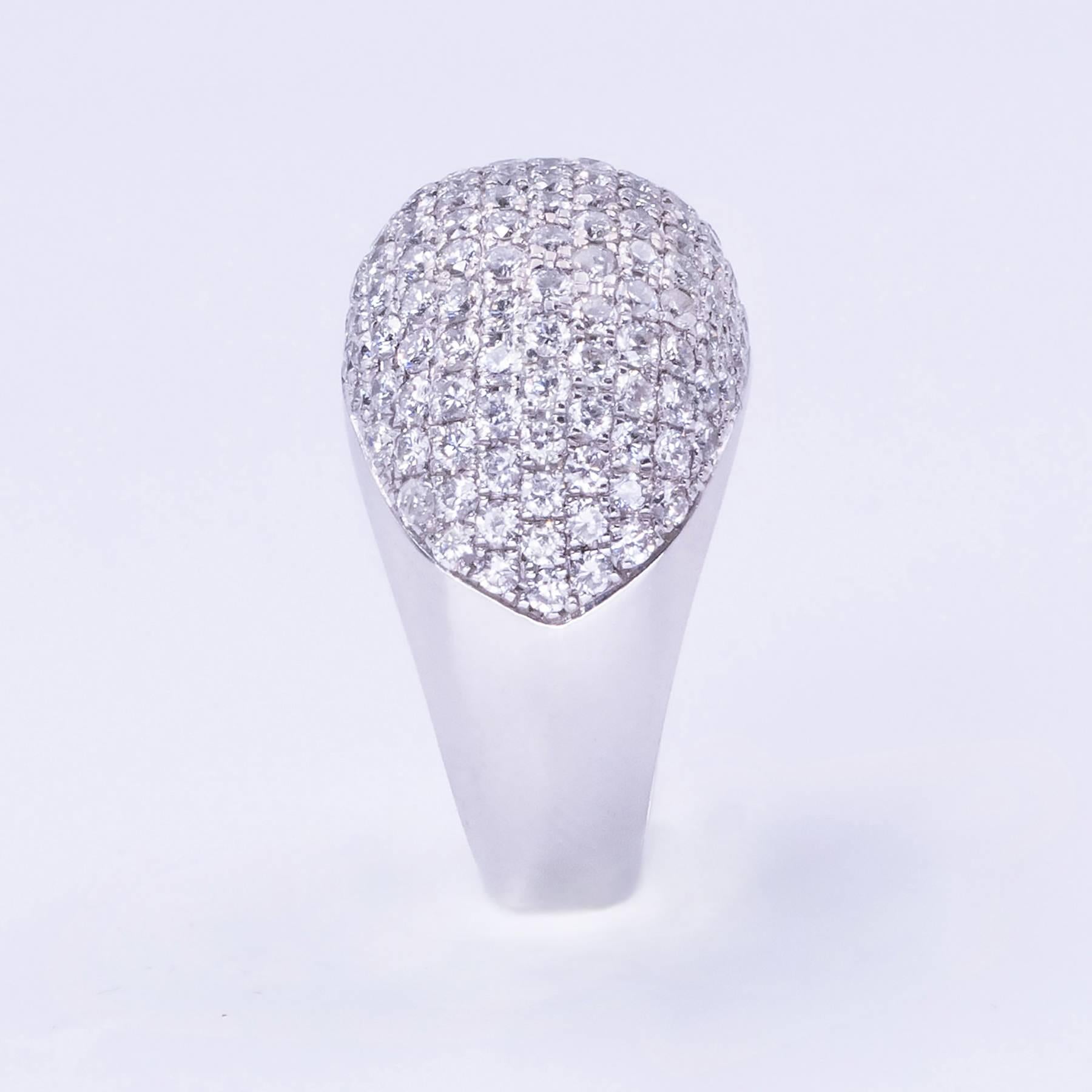 Dramatic Pave Diamond Bombe Ring For Sale 1