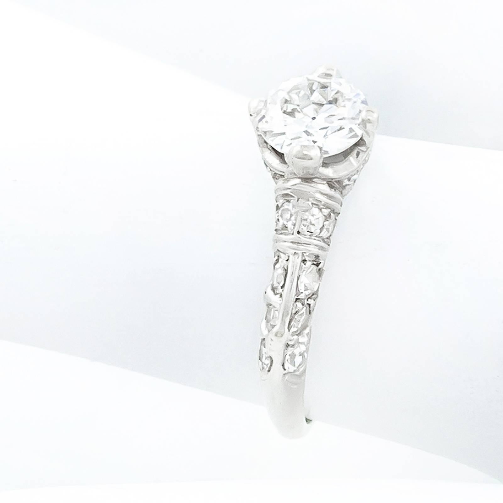 Old European Cut Art Deco Diamond Platinum Engagement Ring by Birks For Sale