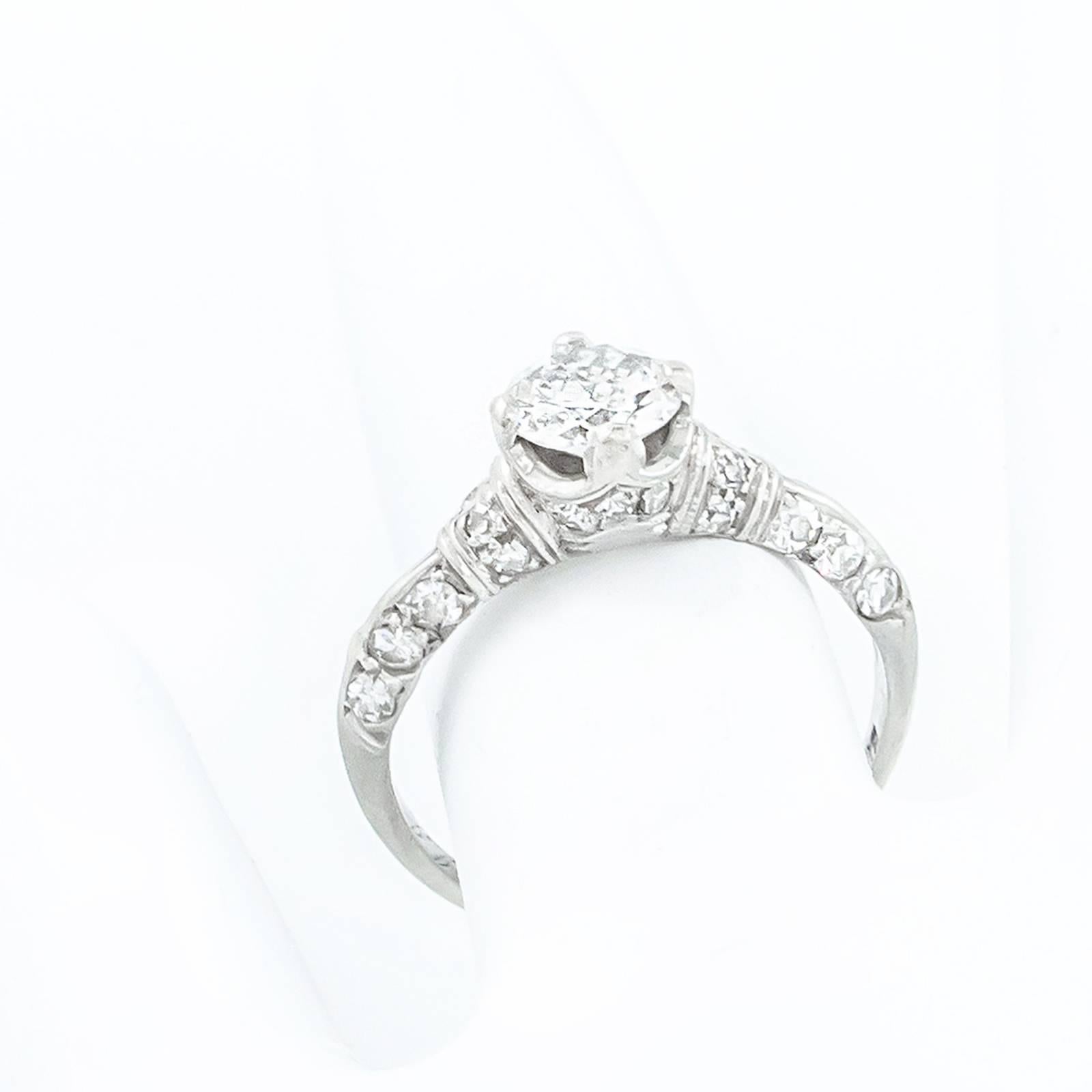 Women's Art Deco Diamond Platinum Engagement Ring by Birks For Sale