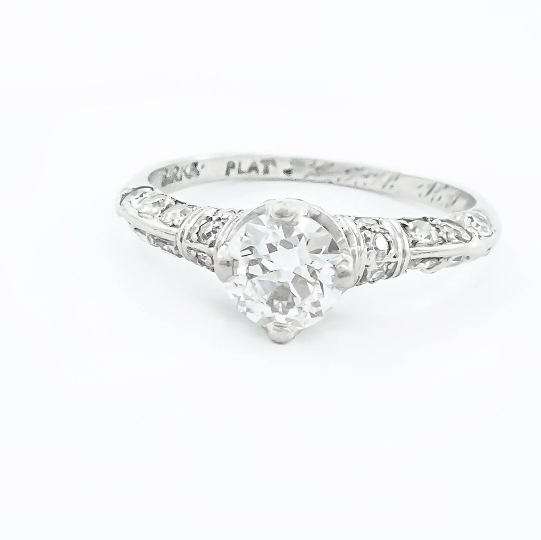 Art Deco Diamond Platinum Engagement Ring by Birks For Sale 1