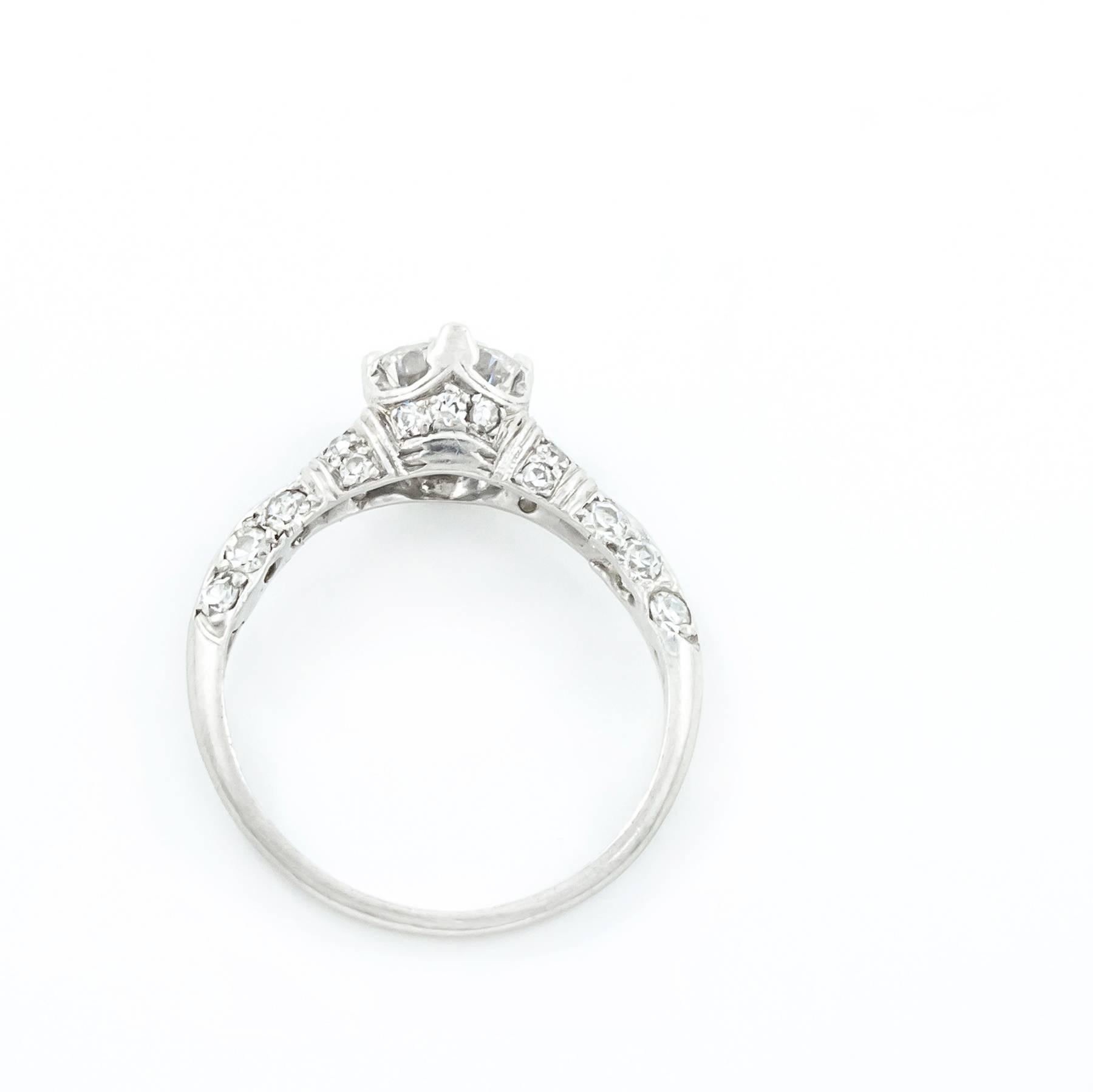 Art Deco Diamond Platinum Engagement Ring by Birks In Excellent Condition For Sale In Toronto, Ontario