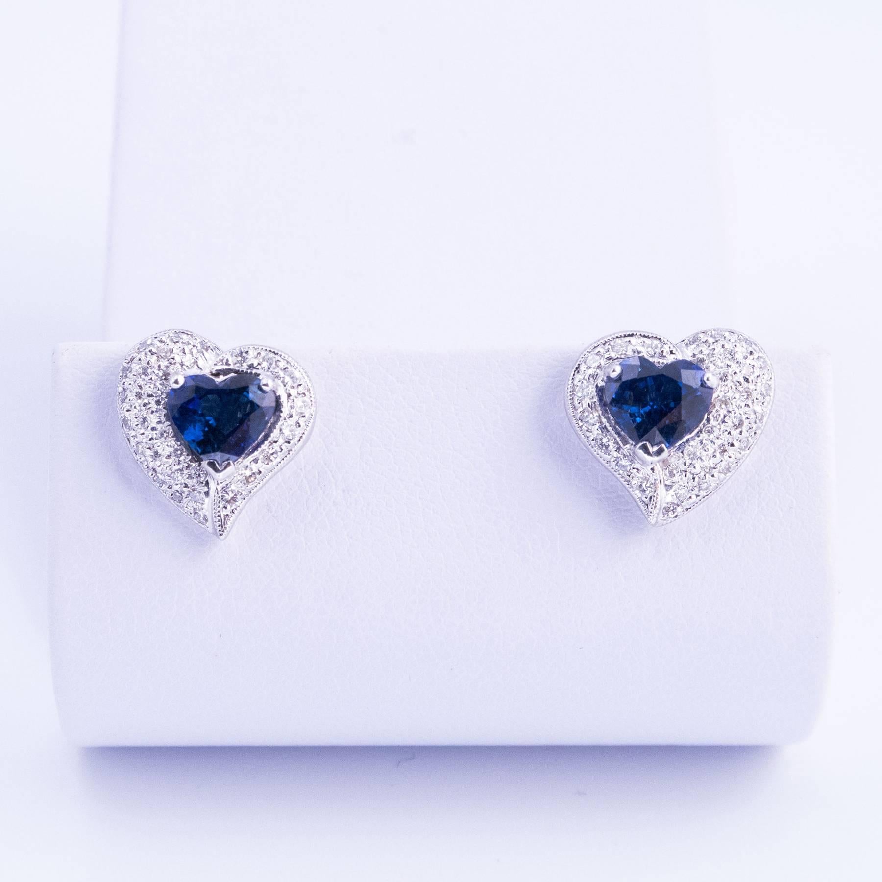 Stunning Blue Sapphire and Diamond Earrings For Sale 2