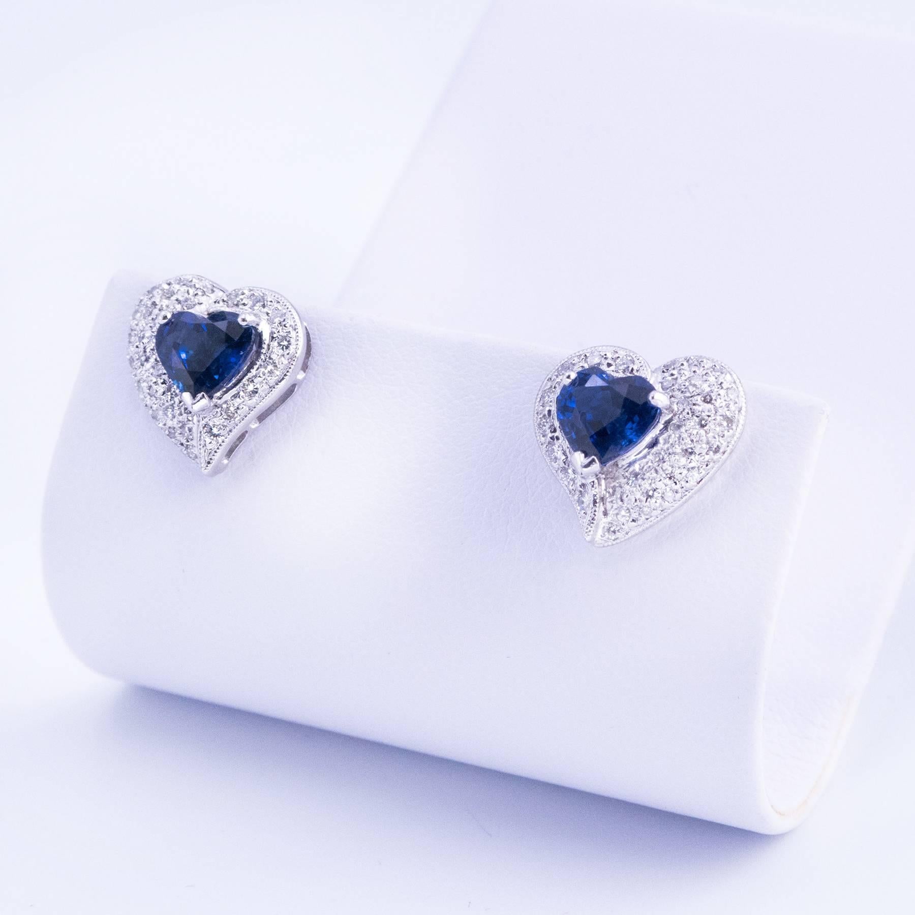 Stunning Blue Sapphire and Diamond Earrings For Sale 3