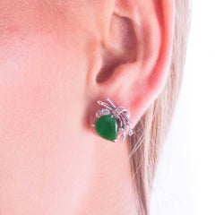 Glorious Jadeite Diamond White Gold Earrings