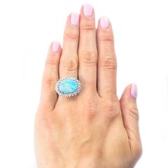 Australian Black Opal and Diamond Ring set in Platinum