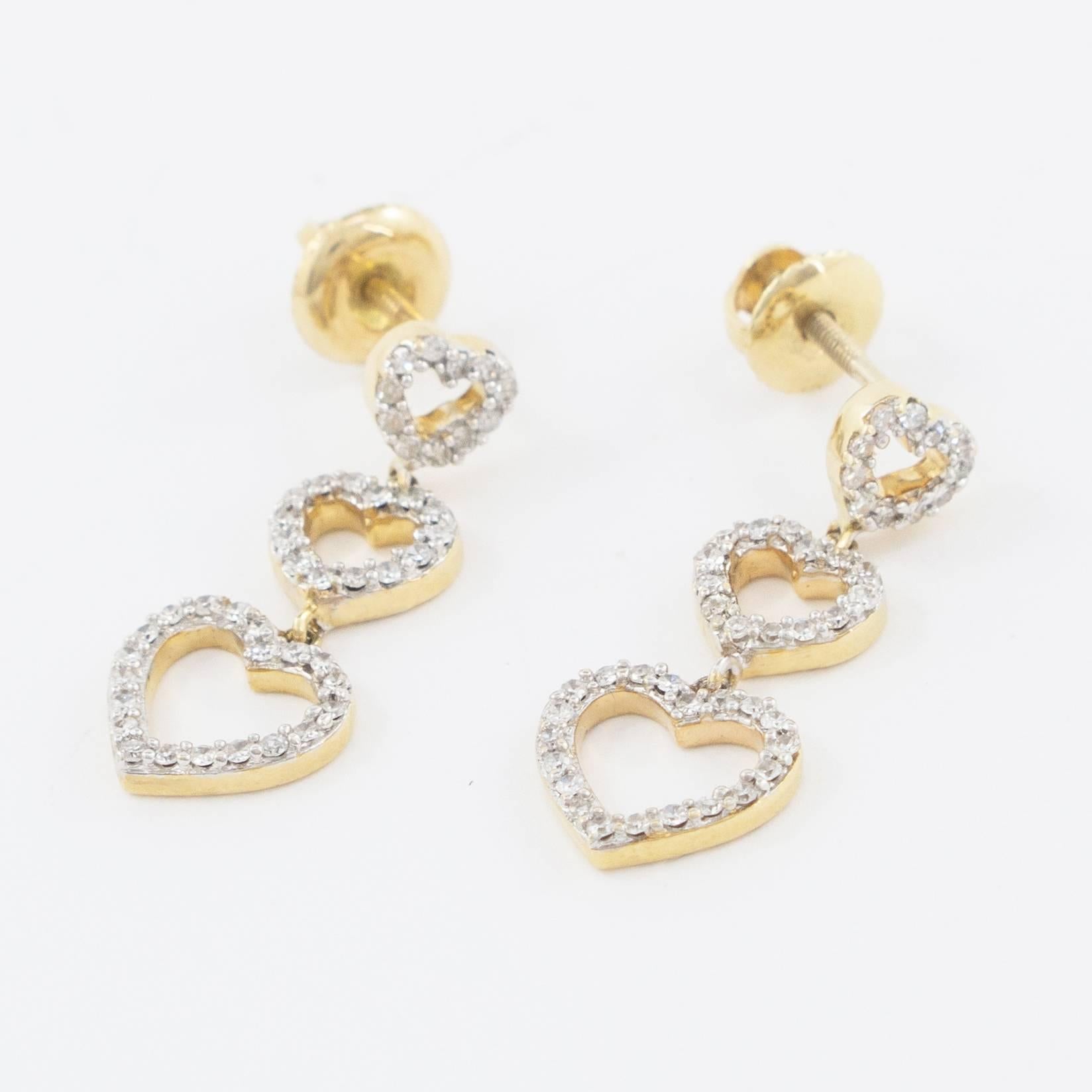 Diamond Heart Drop Earrings 2
