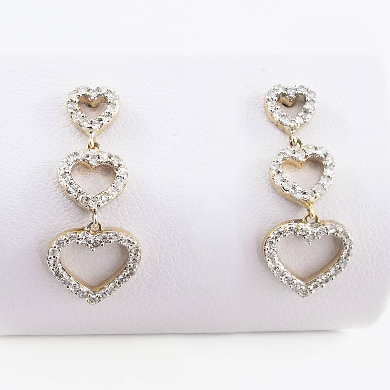 Diamond Heart Drop Earrings 1