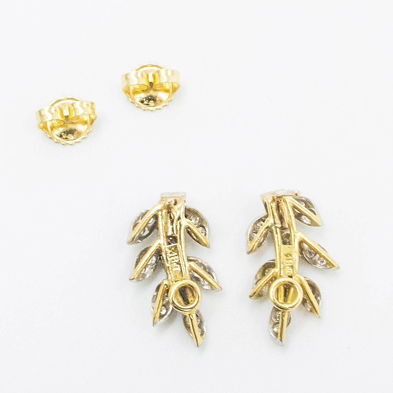 Art Deco Diamond Gold Earrings   For Sale 1