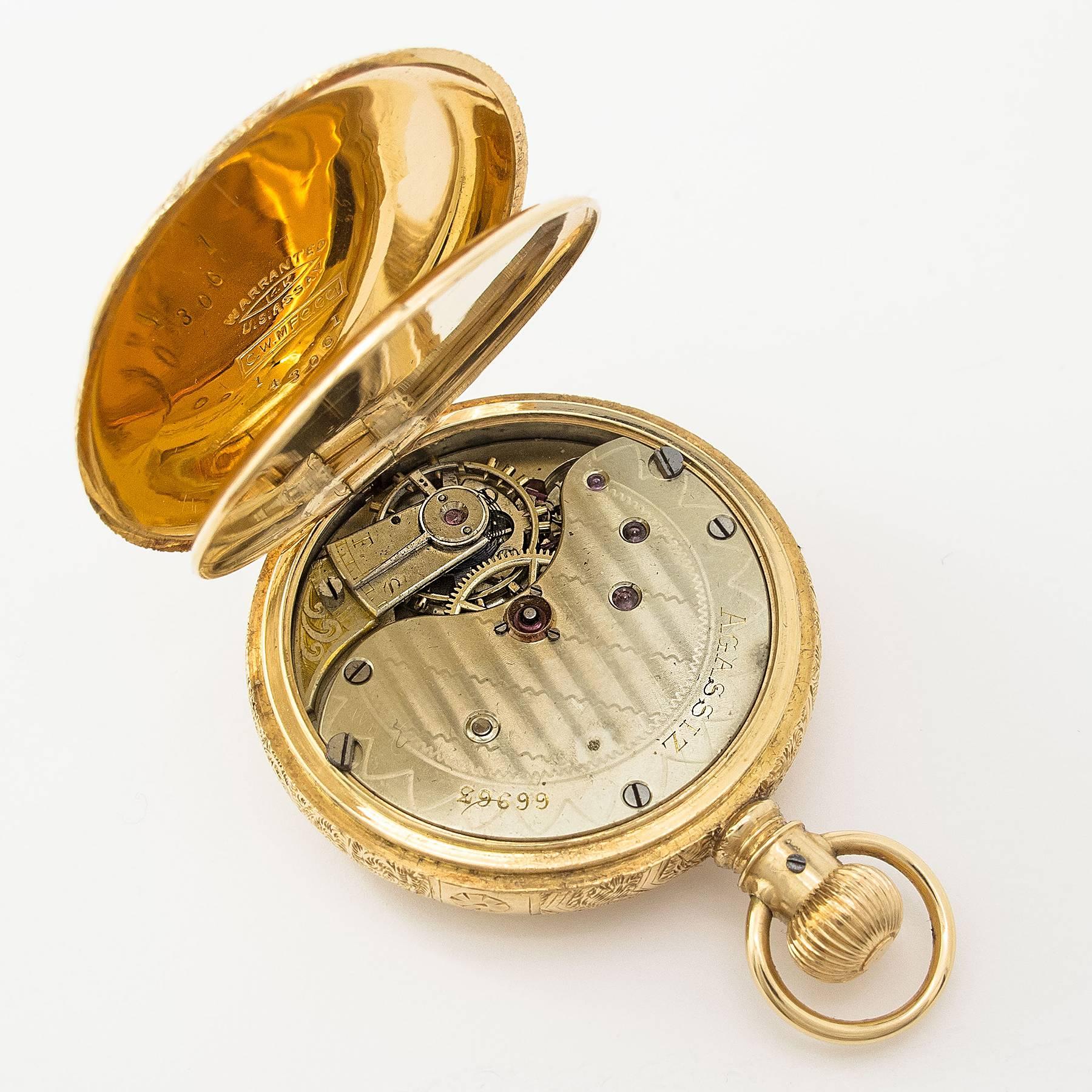 Men's Victorian Agassiz Yellow Gold Hunter Case Pocket Watch For Sale