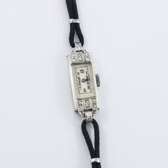 Art Deco Ladies Platinum Diamond Wristwatch