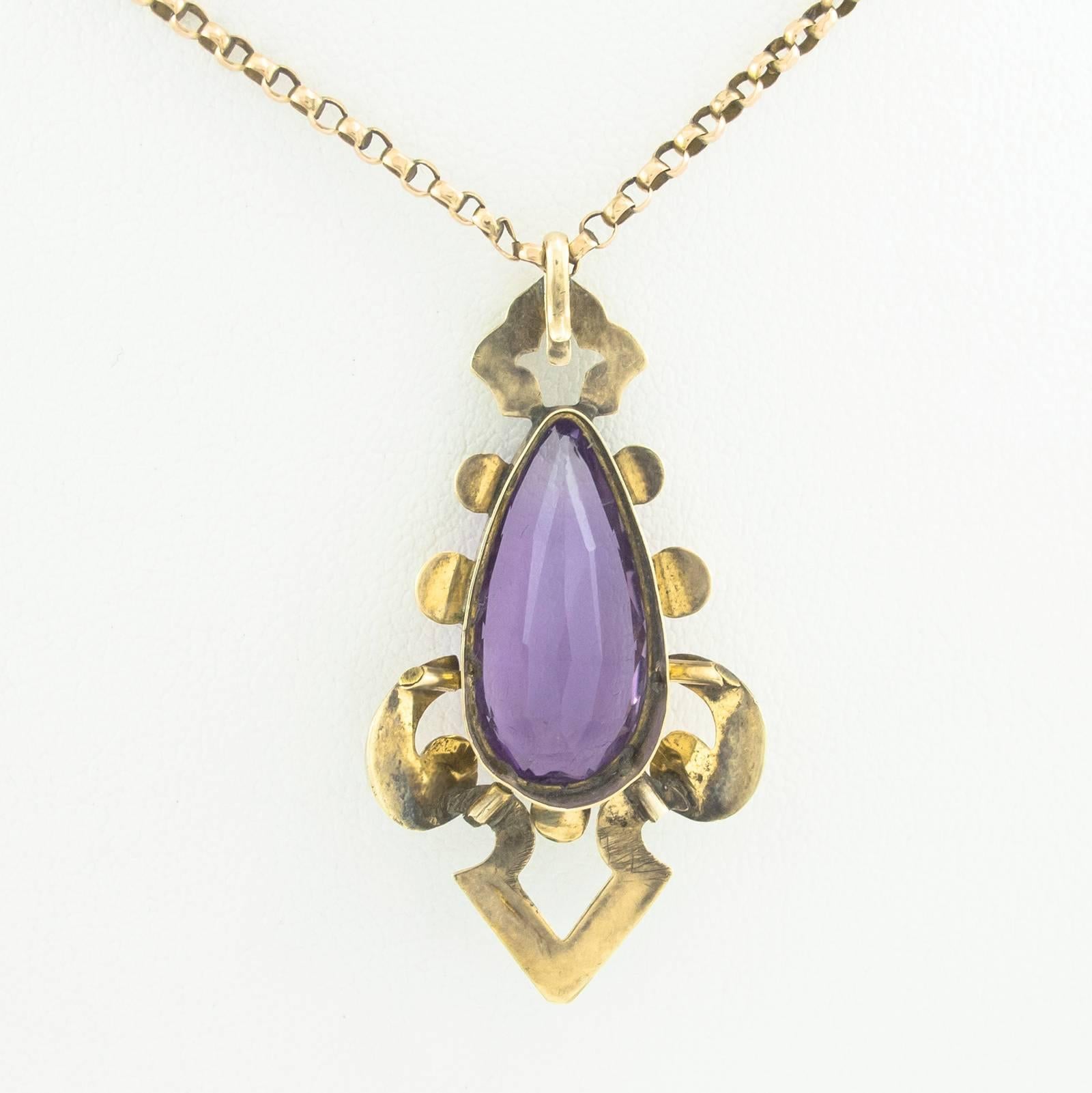 Victorian Amethyst Gold Lavaliere For Sale 1
