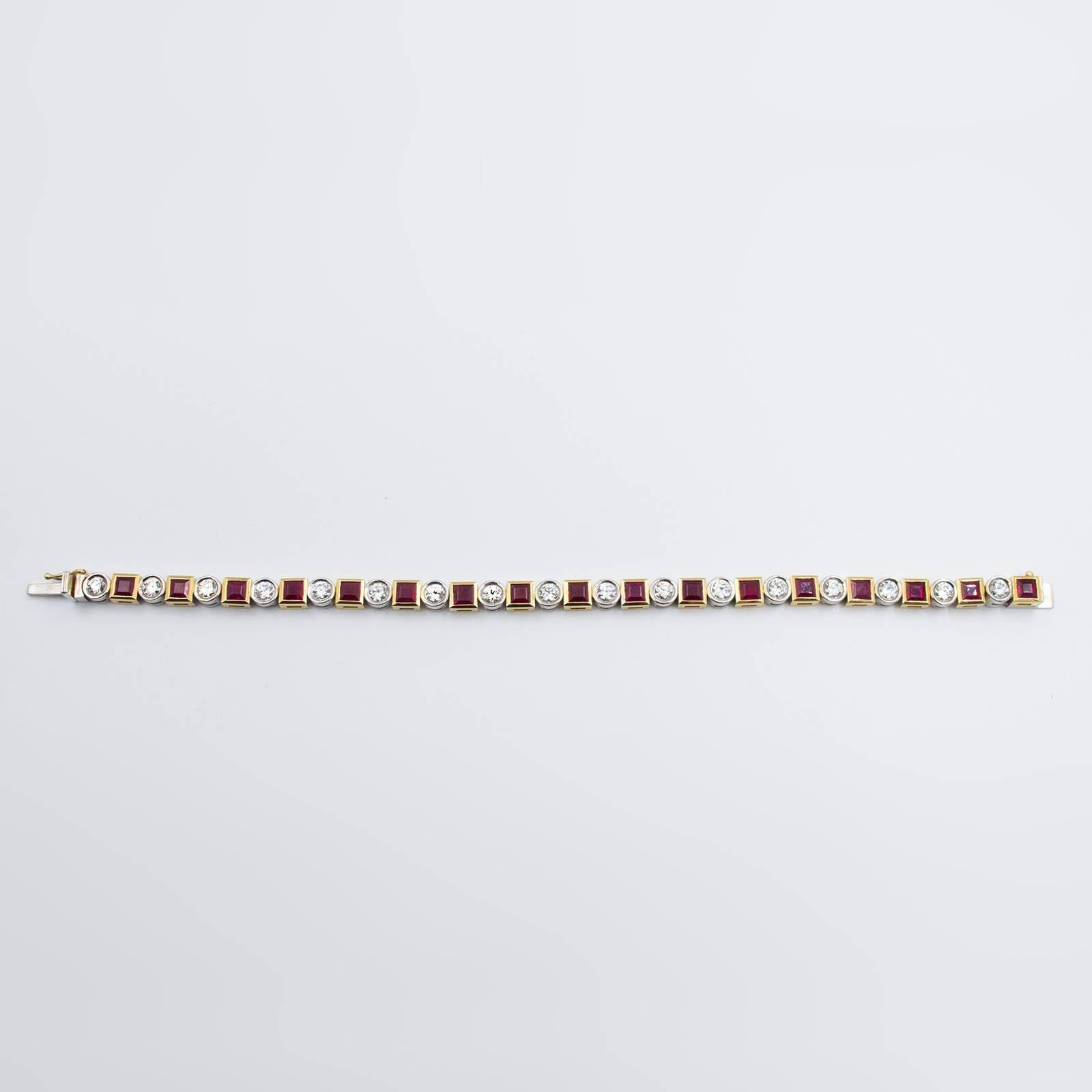 9.97 Carat Ruby Diamond Gold Bracelet 4