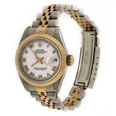 Vintage Rolex Lady's Yellow Gold and Stainless Steel Datejust Wristwatch Ref 69173