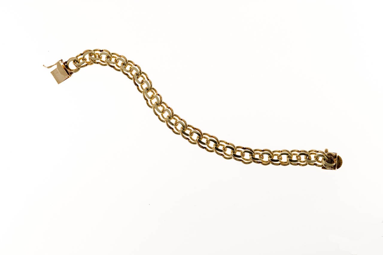 Women's Double Spiral Link Yellow Gold Bracelet