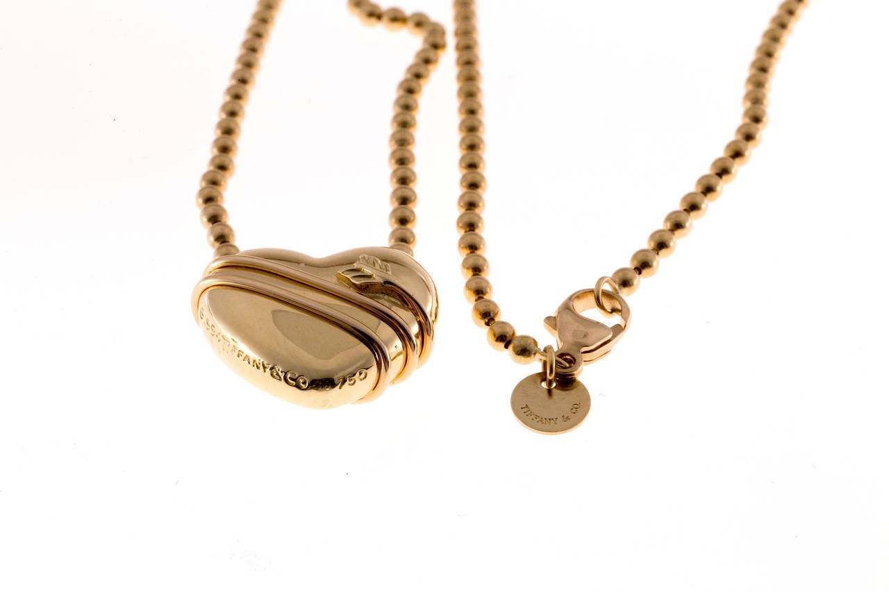 Women's Tiffany & Co. Cupid's Heart Gold Bead Chain Pendant