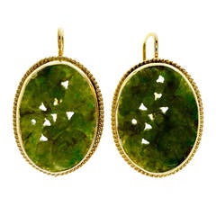 Natural Jadeite Jade Gold Earrings