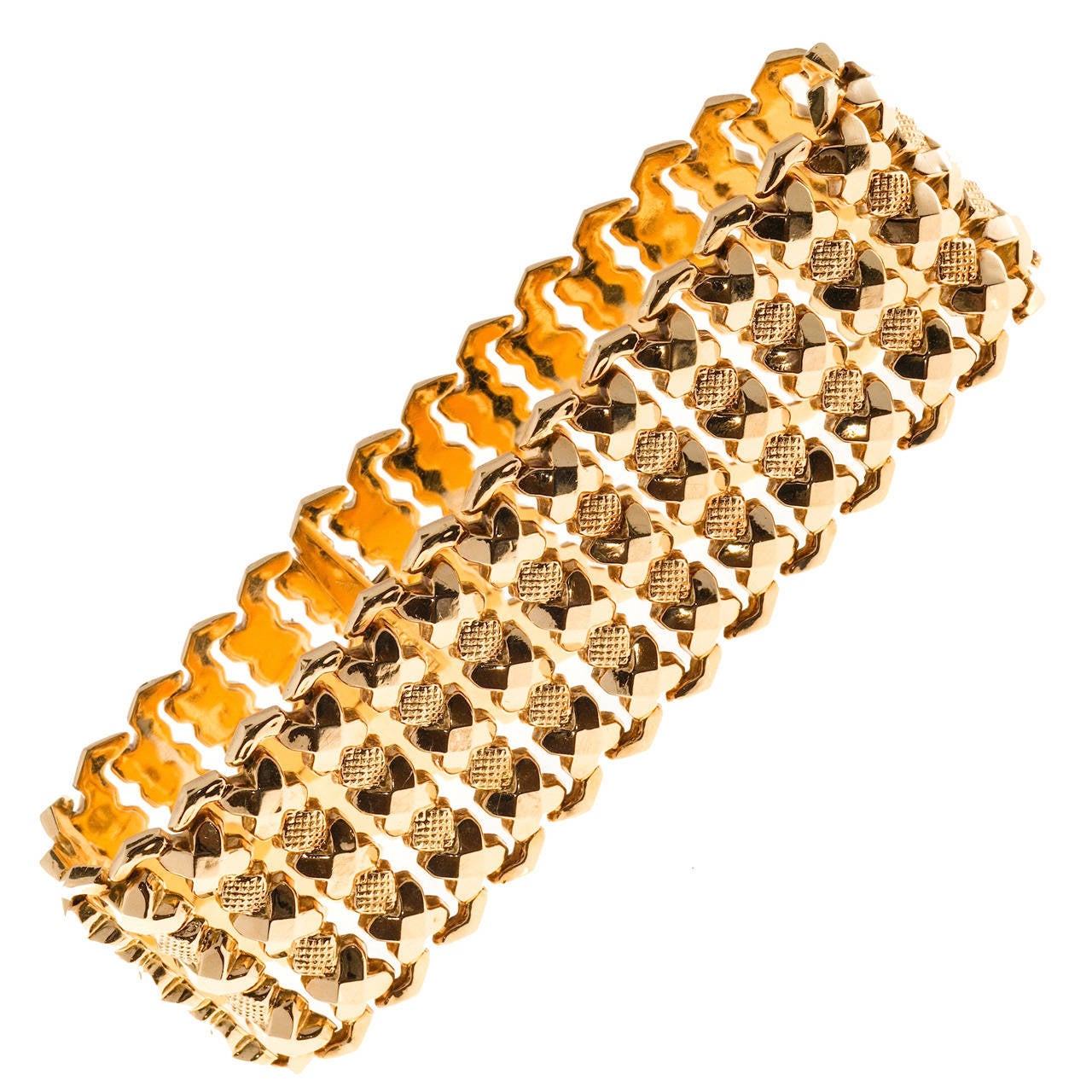 Rose Gold Retro Italian Wide Bracelet For Sale at 1stdibs