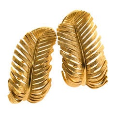 Vintage Tiffany & Co. Yellow Gold Feather Earrings
